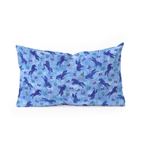 Schatzi Brown Unicorn Toss Light Blue Oblong Throw Pillow