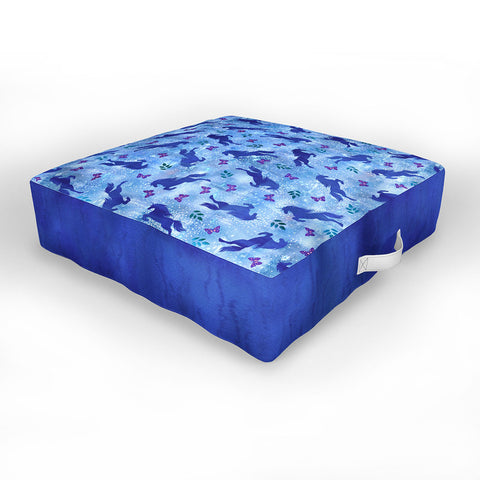 Schatzi Brown Unicorn Toss Light Blue Outdoor Floor Cushion