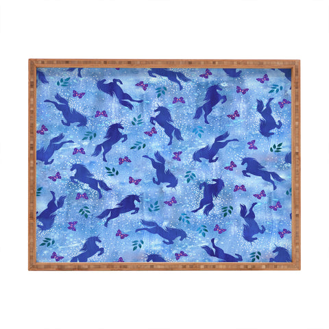 Schatzi Brown Unicorn Toss Light Blue Rectangular Tray
