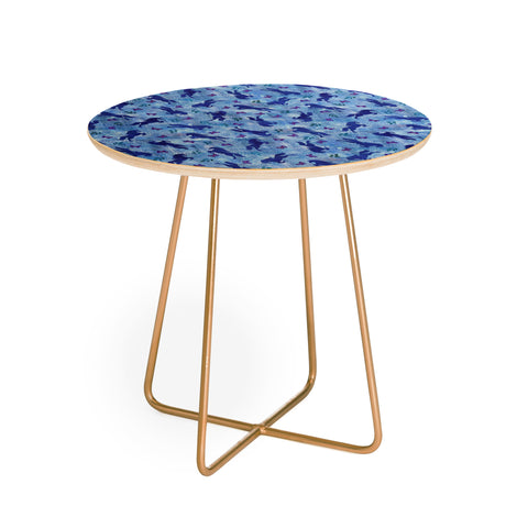 Schatzi Brown Unicorn Toss Light Blue Round Side Table