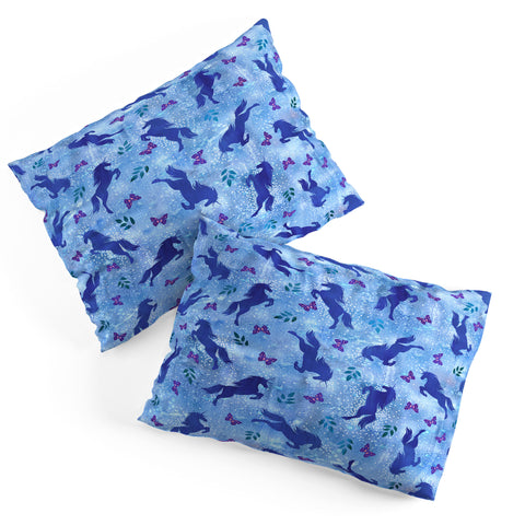 Schatzi Brown Unicorn Toss Light Blue Pillow Shams