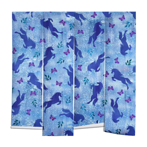 Schatzi Brown Unicorn Toss Light Blue Wall Mural
