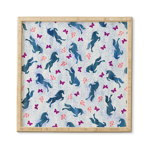 Schatzi Brown Unicorn Toss Light Linen Framed Wall Art