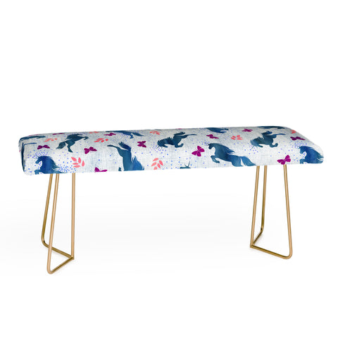 Schatzi Brown Unicorn Toss Light Linen Bench