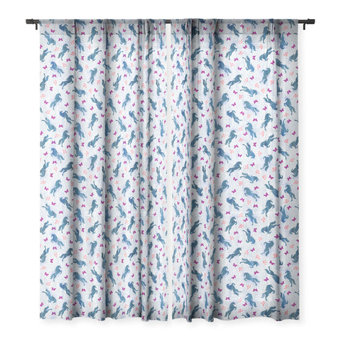 Schatzi Brown Unicorn Toss Light Linen Sheer Window Curtain