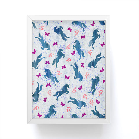 Schatzi Brown Unicorn Toss Light Linen Framed Mini Art Print