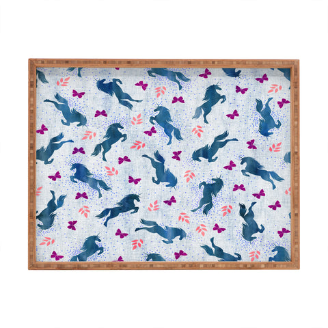 Schatzi Brown Unicorn Toss Light Linen Rectangular Tray