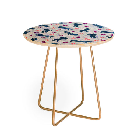 Schatzi Brown Unicorn Toss Light Linen Round Side Table