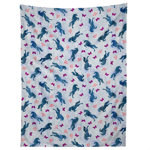 Schatzi Brown Unicorn Toss Light Linen Tapestry