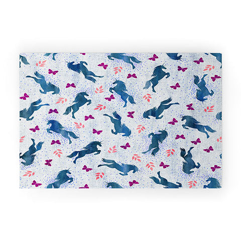 Schatzi Brown Unicorn Toss Light Linen Welcome Mat