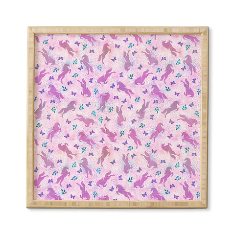 Schatzi Brown Unicorn Toss Pink Framed Wall Art