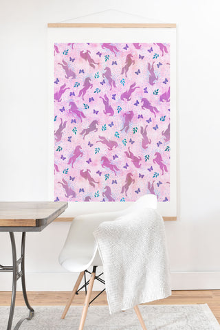 Schatzi Brown Unicorn Toss Pink Art Print And Hanger