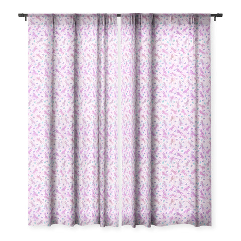 Schatzi Brown Unicorn Toss Pink Sheer Window Curtain