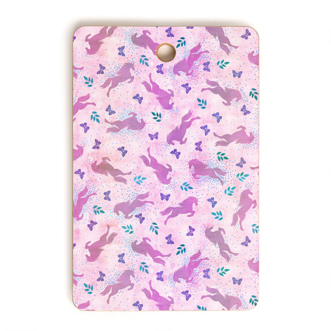 Schatzi Brown Unicorn Toss Pink Cutting Board Rectangle