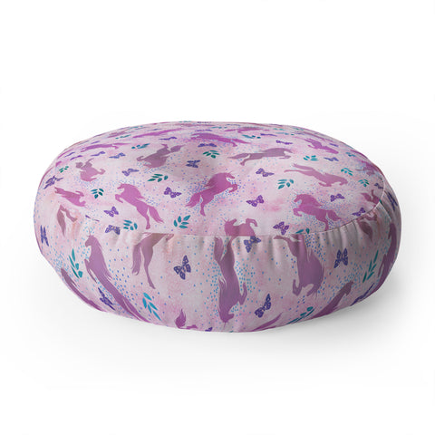 Schatzi Brown Unicorn Toss Pink Floor Pillow Round