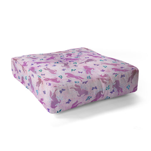 Schatzi Brown Unicorn Toss Pink Floor Pillow Square