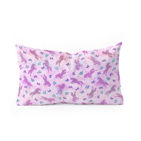 Schatzi Brown Unicorn Toss Pink Oblong Throw Pillow