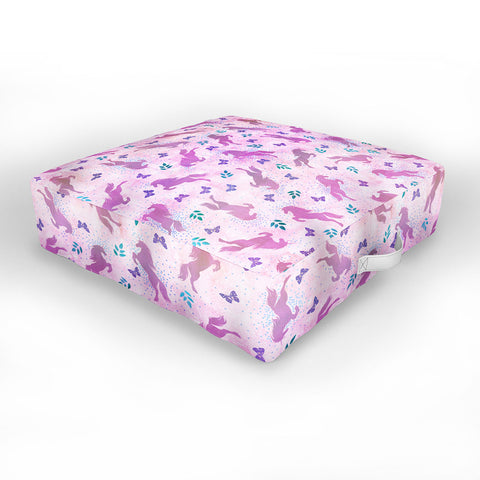 Schatzi Brown Unicorn Toss Pink Outdoor Floor Cushion