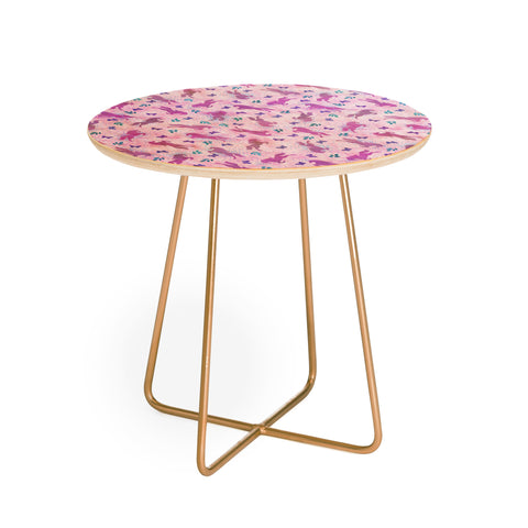 Schatzi Brown Unicorn Toss Pink Round Side Table