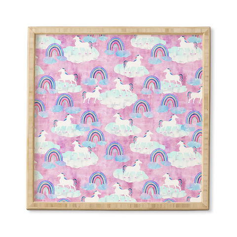Schatzi Brown Unicorns and Rainbows Pink Framed Wall Art