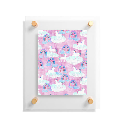Schatzi Brown Unicorns and Rainbows Pink Floating Acrylic Print