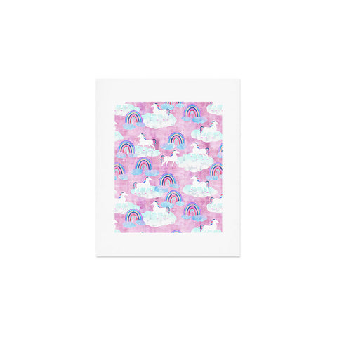 Schatzi Brown Unicorns and Rainbows Pink Art Print