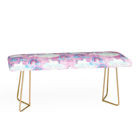 Schatzi Brown Unicorns and Rainbows Pink Bench