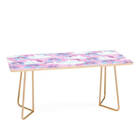 Schatzi Brown Unicorns and Rainbows Pink Coffee Table