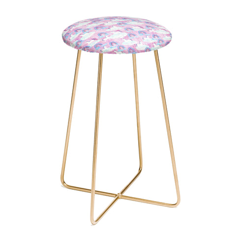 Schatzi Brown Unicorns and Rainbows Pink Counter Stool