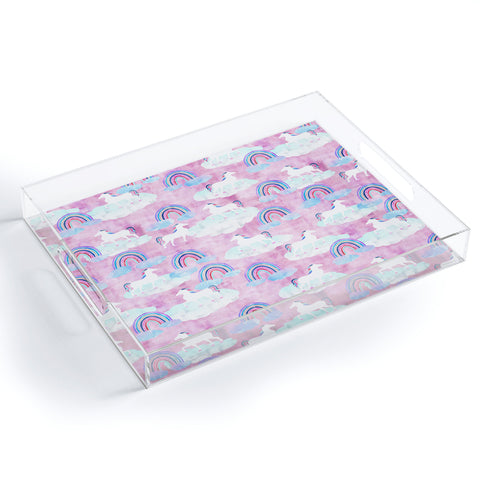 Schatzi Brown Unicorns and Rainbows Pink Acrylic Tray
