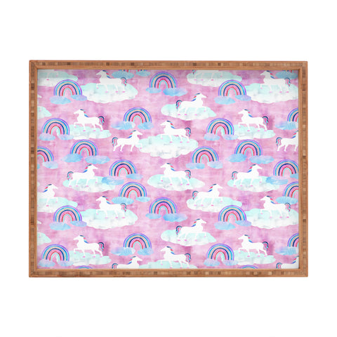 Schatzi Brown Unicorns and Rainbows Pink Rectangular Tray