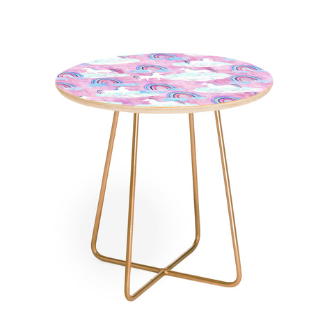 Schatzi Brown Unicorns and Rainbows Pink Round Side Table