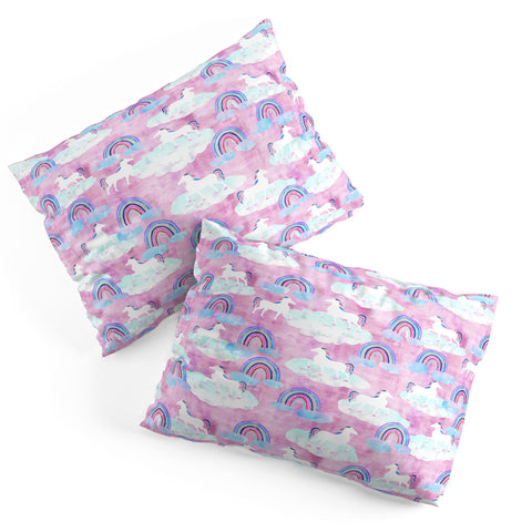 Schatzi Brown Unicorns and Rainbows Pink Pillow Shams