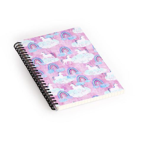 Schatzi Brown Unicorns and Rainbows Pink Spiral Notebook