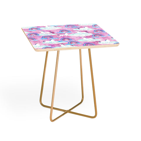 Schatzi Brown Unicorns and Rainbows Pink Side Table