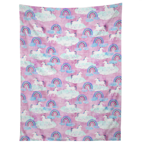 Schatzi Brown Unicorns and Rainbows Pink Tapestry