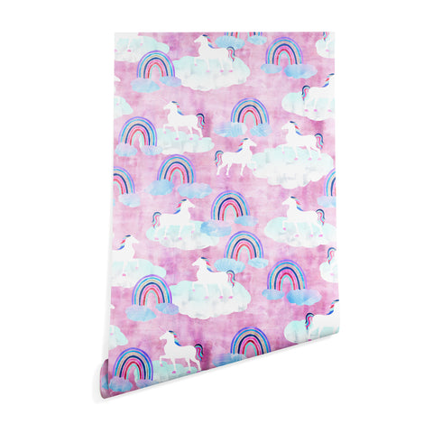 Schatzi Brown Unicorns and Rainbows Pink Wallpaper
