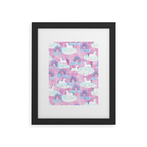 Schatzi Brown Unicorns and Rainbows Pink Framed Art Print