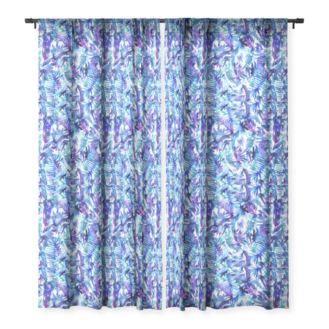 Schatzi Brown Vibe of the Jungle Blue Sheer Window Curtain