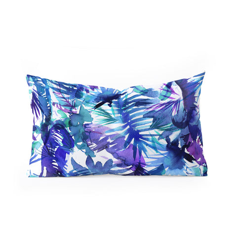 Schatzi Brown Vibe of the Jungle Blue Oblong Throw Pillow