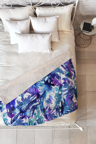 Schatzi Brown Vibe of the Jungle Blue Fleece Throw Blanket