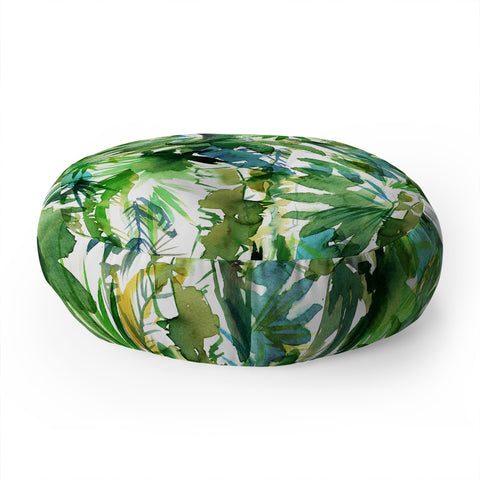 Schatzi Brown Vibe of the Jungle Green Floor Pillow Round