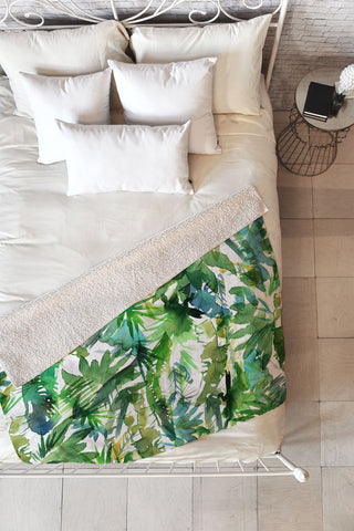 Schatzi Brown Vibe of the Jungle Green Fleece Throw Blanket