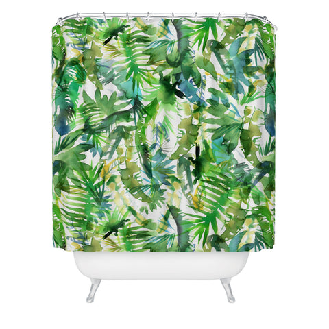 Schatzi Brown Vibe of the Jungle Green Shower Curtain
