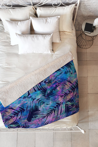 Schatzi Brown Waikiki Tropic Blue Fleece Throw Blanket