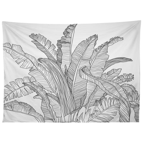 Sewzinski Banana Leaves Black and White Tapestry