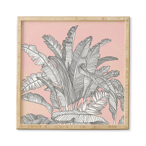 Sewzinski Banana Leaves on Pink Framed Wall Art