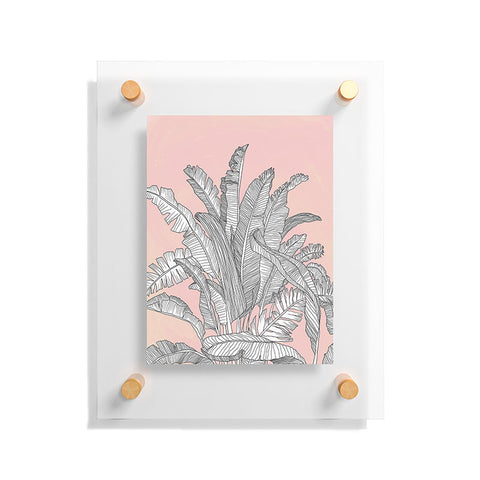 Sewzinski Banana Leaves on Pink Floating Acrylic Print
