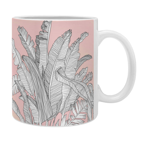 Sewzinski Banana Leaves on Pink Coffee Mug