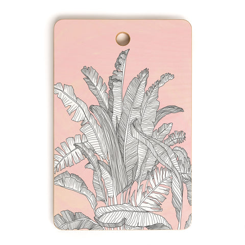 Sewzinski Banana Leaves on Pink Cutting Board Rectangle